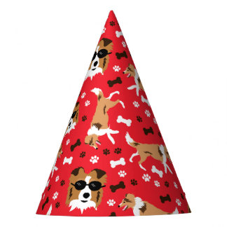 Gorro De Fiesta Shetland Sheepdog Shells Pawprint Pattern