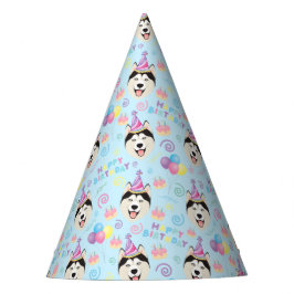 Gorro De Fiesta Siberian Husky Birthday Party Hat Blue