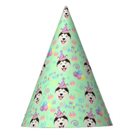 Gorro De Fiesta Siberian Husky Birthday Party Hat Green