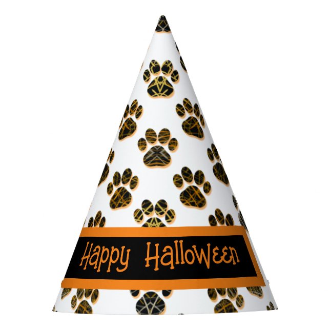 Gorro De Fiesta Silhouette Animal Paw Happy Halloween Pawty (Anverso)