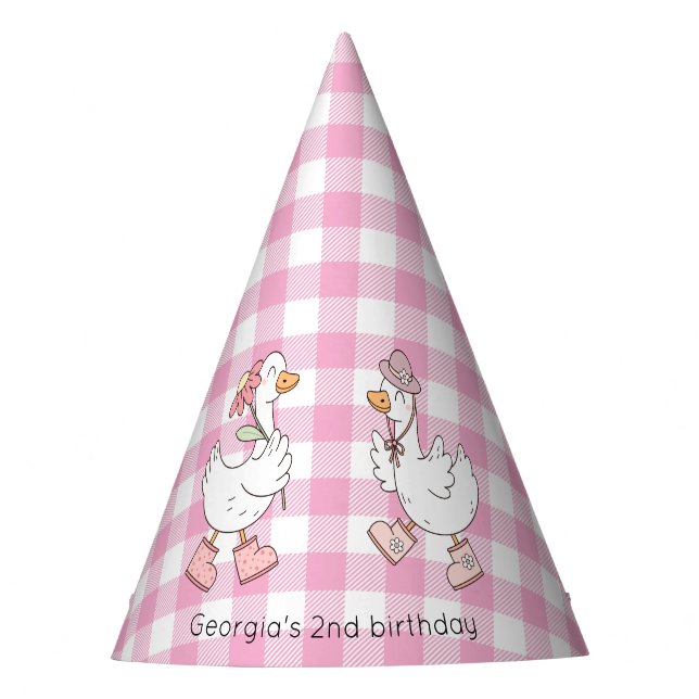 Gorro De Fiesta Silly Goose Pink Gingham Birthday (Anverso)