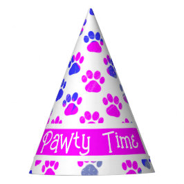 Gorro De Fiesta Silueta de pata de animal azul rosa papel rosa de 