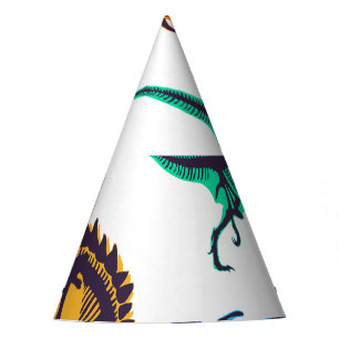 Gorro De Fiesta Siluetas de dinosaurio: patrón de sketch vintage.