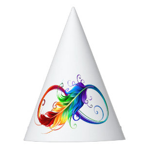 Gorro De Fiesta Símbolo infinito con plumas arcoiris