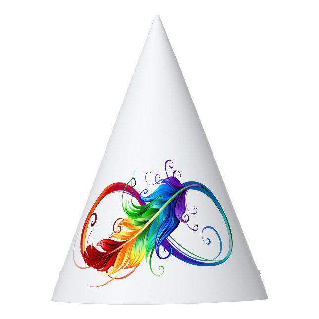 Gorro De Fiesta Símbolo infinito con plumas arcoiris (Anverso)