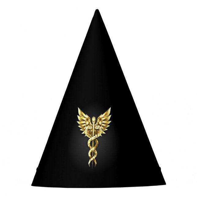Gorro De Fiesta Símbolo poligonal de oro Caduceus (Anverso)