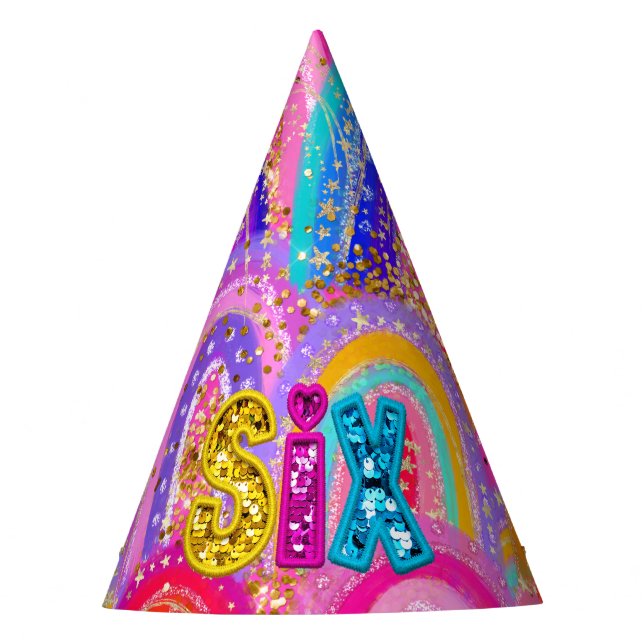 Gorro De Fiesta Sinuosamente 6° Rainbow Sequin Gold Purpurina Maxi (Anverso)