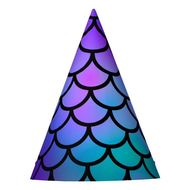 Gorro De Fiesta Sirena azul rosa morado verde azulada escalas Fant (Anverso)