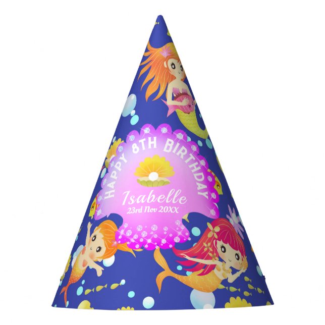 Gorro De Fiesta Sirenas Azul Marino  (Anverso)