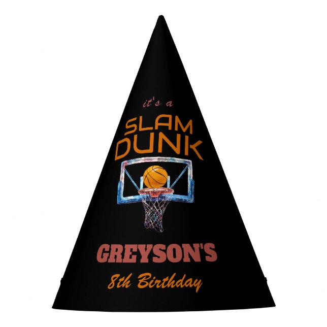 Gorro De Fiesta Slam Dunk Basketball Any Age Birthday (Anverso)