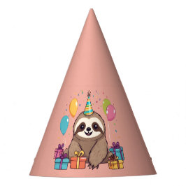Gorro De Fiesta Sloth Chica Feliz cumpleaños animal salvaje rosa