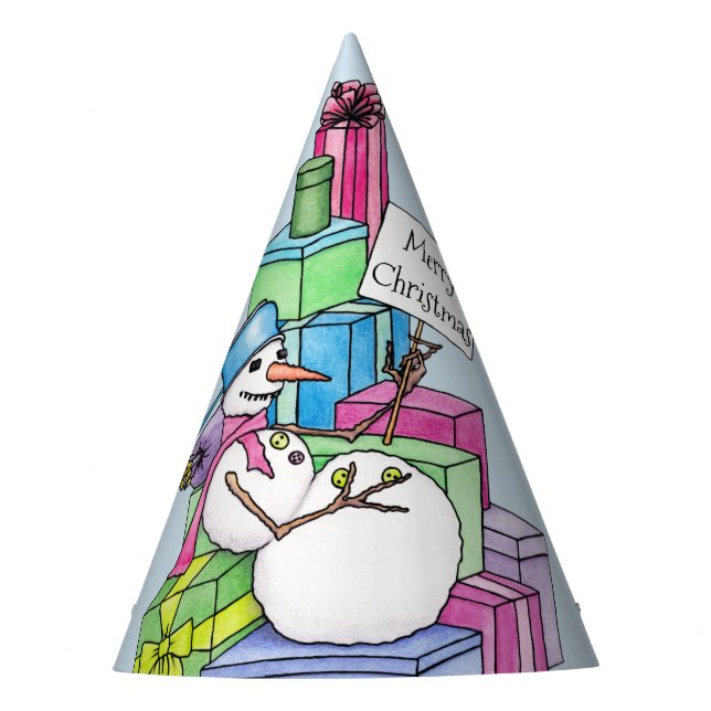 Gorro De Fiesta Snowman escalando en regalos (Anverso)