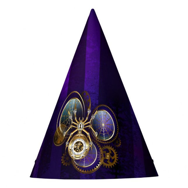 Gorro De Fiesta Spider Steampunk sobre fondo morado (Anverso)