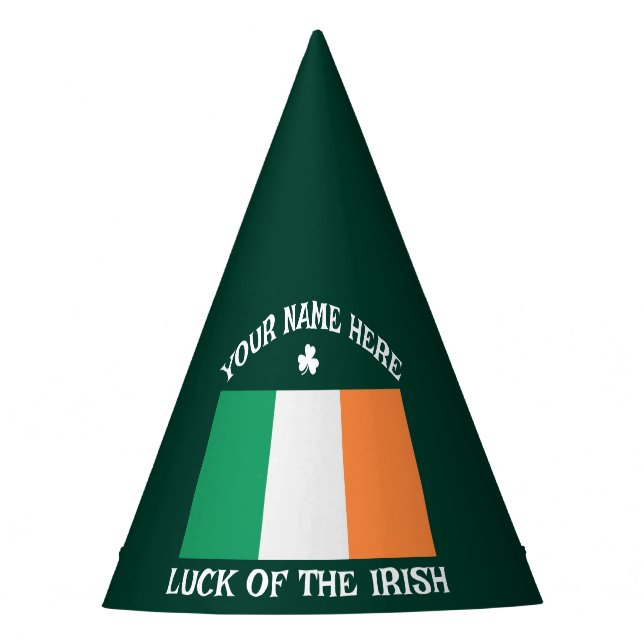 Gorro De Fiesta St Patrick's Day Ireland Flag Custom Name Shamrock (Anverso)