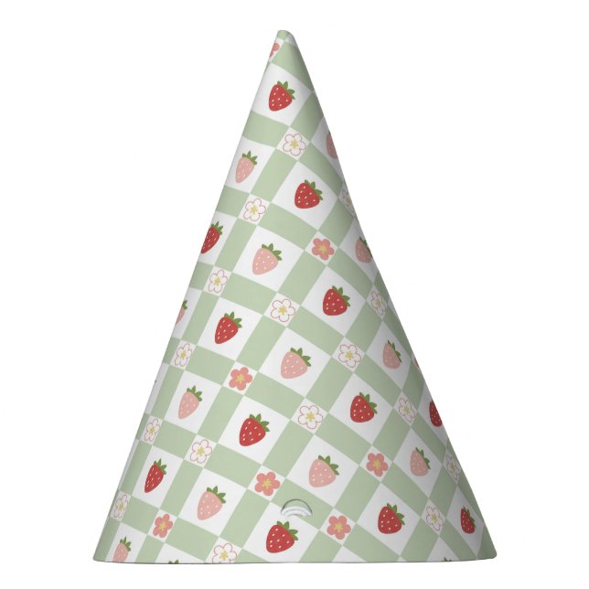 Gorro De Fiesta Strawberry Gingham Pastel Green Kids (Derecha)
