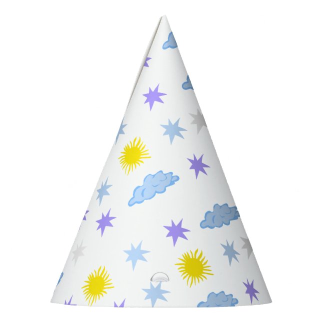 Gorro De Fiesta Sunny, Cloudy, Starry Weather Pattern Funny (Izquierda)