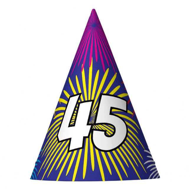 Gorro De Fiesta Surprise 45th Birthday party paper cone hats (Anverso)