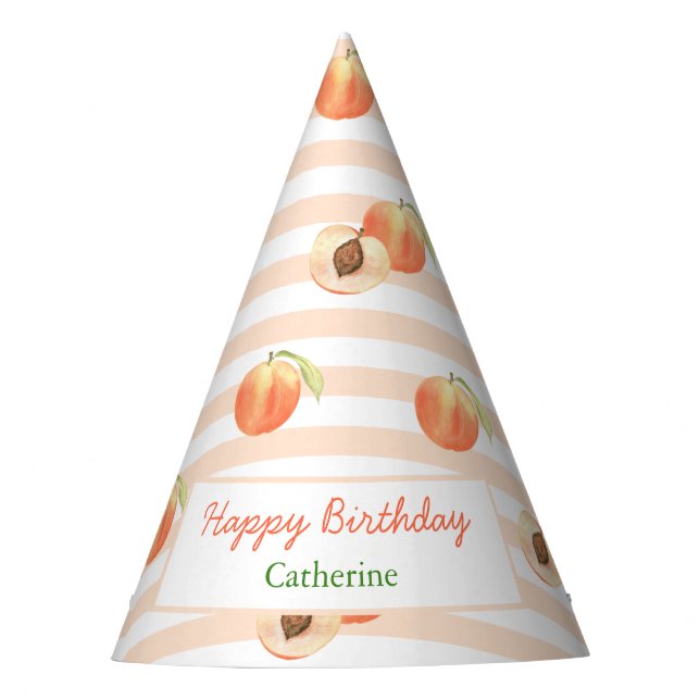 Gorro De Fiesta Sweet Little Peach Stripes Girl Birthday (Anverso)