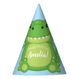 Gorro De Fiesta T-Rex Dinosaur Birthday Party Blue
