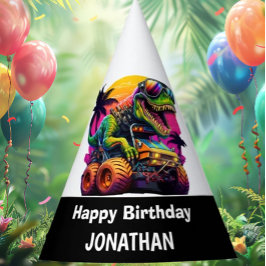 Gorro De Fiesta T Rex Monster Truck Feliz cumpleaños