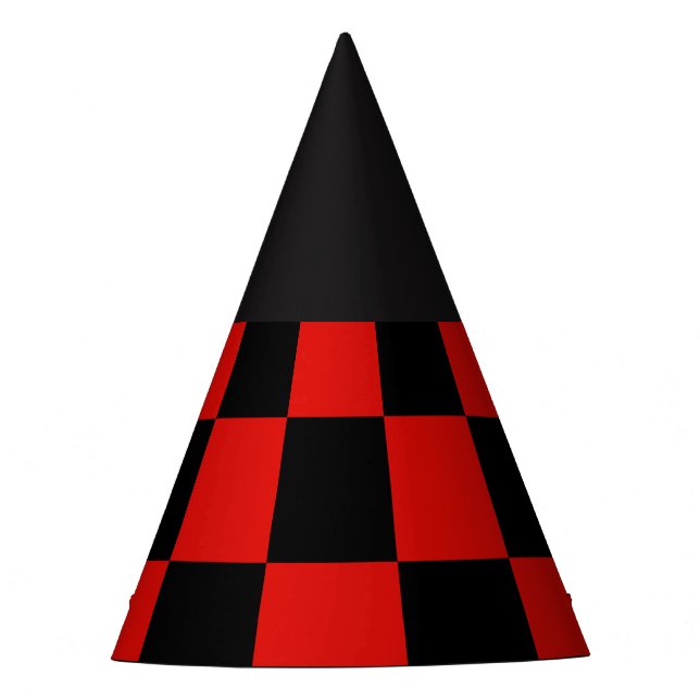 Gorro De Fiesta tablero de ajedrez rojo y negro (Anverso)