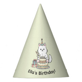 Gorro De Fiesta Tarta de cumpleaños de gato alegre con diseño pers