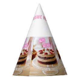 Gorro De Fiesta Tarta de Cumpleaños imagen Nombre Aquí Texto Artes