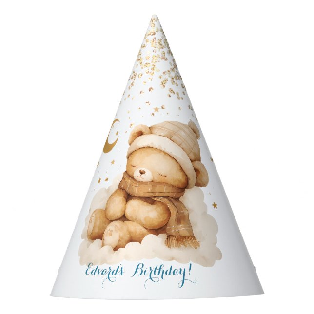Gorro De Fiesta Teddy Bear Beige Moon Cumpleaños (Anverso)