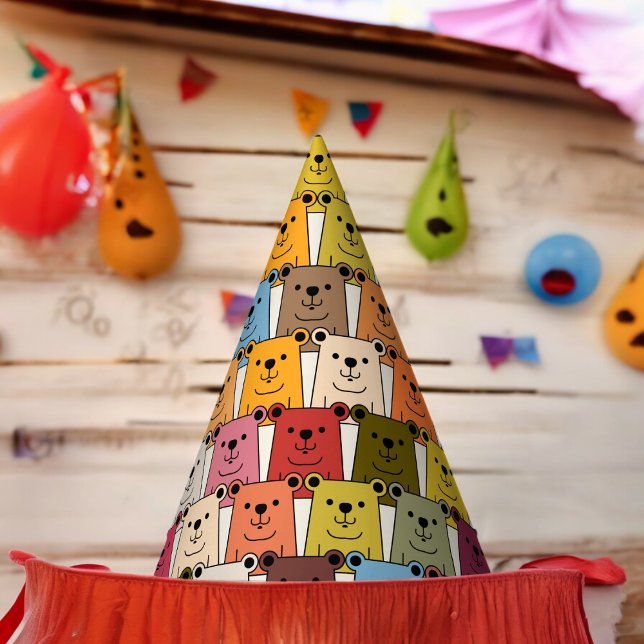 Gorro De Fiesta Teddy Bear Personalizado (Wild animal bear Paper party hat, Kids,adults,party birthday hat,Baby Shower,wedding,celebration hat)