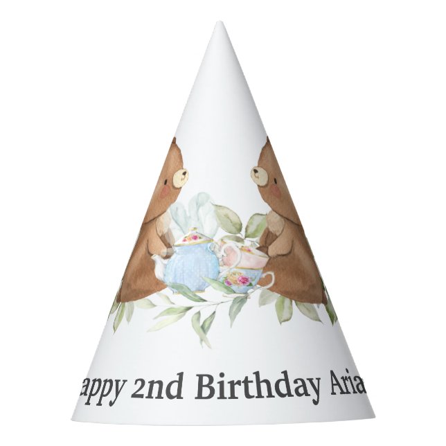 Gorro De Fiesta Teddy Bears Tea Fiesta Birthday Cone  (Anverso)