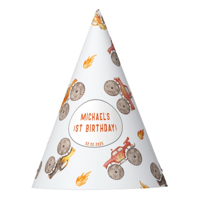 Gorro De Fiesta Tema de las camionetas de monstruos (Anverso)