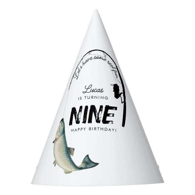 Gorro De Fiesta Tema de pesca Reel Divertido niños Cumpleaños Fies (Anverso)