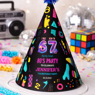 Gorro De Fiesta Tenía 6 Ahora Tengo 7 Retro Neón Cumpleaños 7 Para