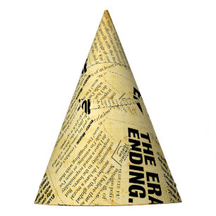 Gorro De Fiesta Texto de periódico con papel antiguo