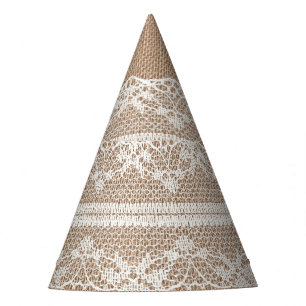 Gorro De Fiesta Textura de encaje blanco-negro de Burlap marrón