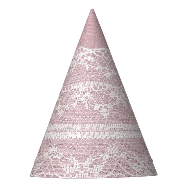 Gorro De Fiesta Textura de encaje blanco rosado Pastel (Anverso)