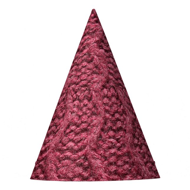 Gorro De Fiesta Textura de suéter de punto, morado de cereza. (Anverso)