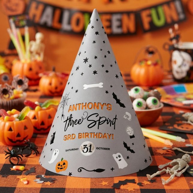 Gorro De Fiesta Three Spirit! Cumpleaños 3 de Halloween (Subido por el creador)