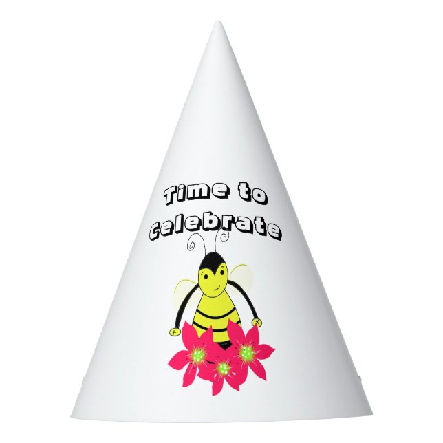 Gorro De Fiesta Tiempo De Celebrar La Abeja Con Flores (Anverso)
