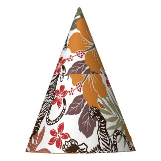 Gorro De Fiesta Tigre Hibiscus, Patrón Exótico.
