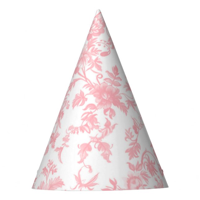 Gorro De Fiesta Toile de Jouy Pink Bow Girl First 1st Birthday (Anverso)