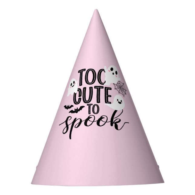 Gorro De Fiesta Too Cute to Spook Cute Ghost Pink Halloween (Anverso)