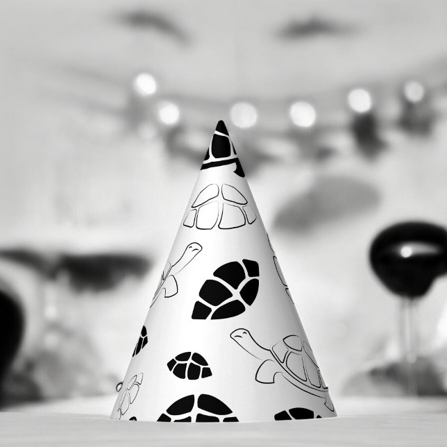 Gorro De Fiesta Tortuga negra y blanca (Turtle cartoon Paper party hat, Kids,adults,party birthday hat,Baby Shower,wedding,celebration hat)