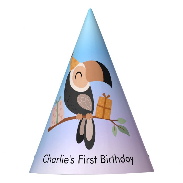 Gorro De Fiesta Toucan con regalos, cumpleaños (Anverso)