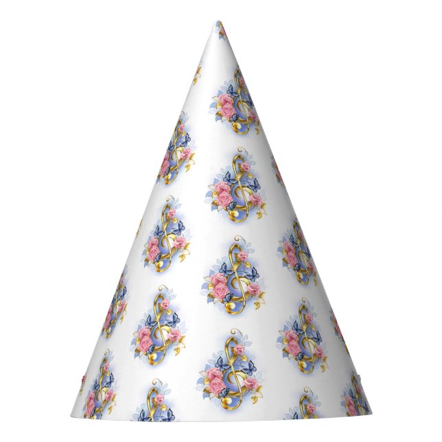 Gorro De Fiesta Treble arrecife con rosas rosas rosas rosas (Anverso)