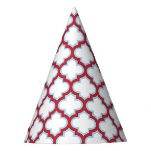 Gorro De Fiesta Trellis blanca y roja, Entramado, Quatrefoil