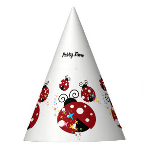Gorro De Fiesta Tres mariquita roja y negra con estrellas