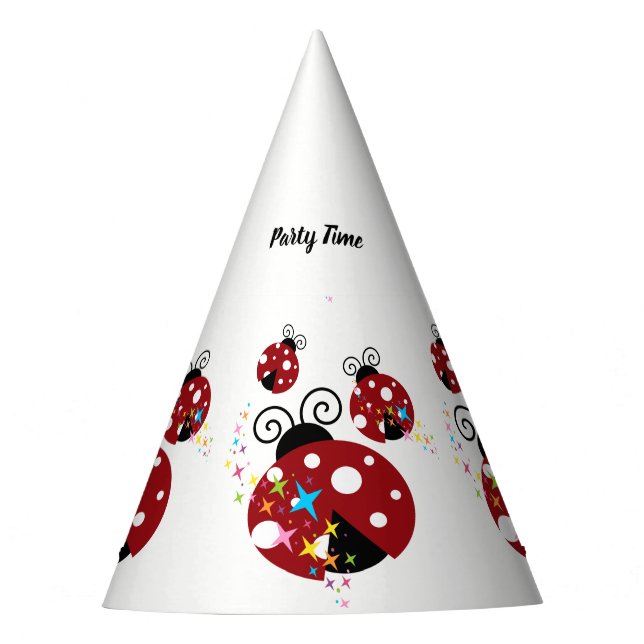 Gorro De Fiesta Tres mariquita roja y negra con estrellas (Anverso)