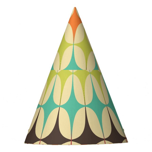 Gorro De Fiesta Triángulos retro: retroceso del patrón geométrico (Anverso)