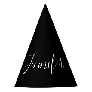 Gorro De Fiesta Tu nombre Elegante guión blanco sobre negro